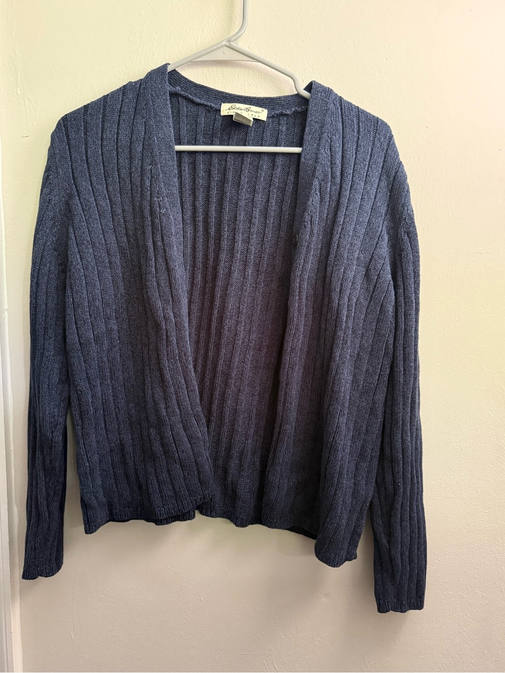 Eddie Bauer Ribbed Open-Front Cardigan - Navy Blue